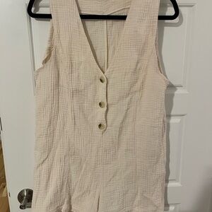 Rhythm Textured Sleeveless Blouse in Cream